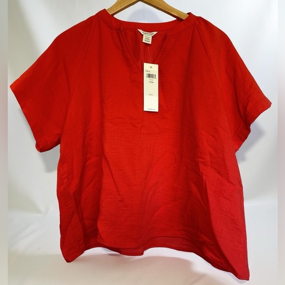Calvin Klein Tops - NWT Calvin Klein Red V- Neck Women's Cotton Blouse